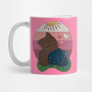 Two Cute Embroidery Cats Mug